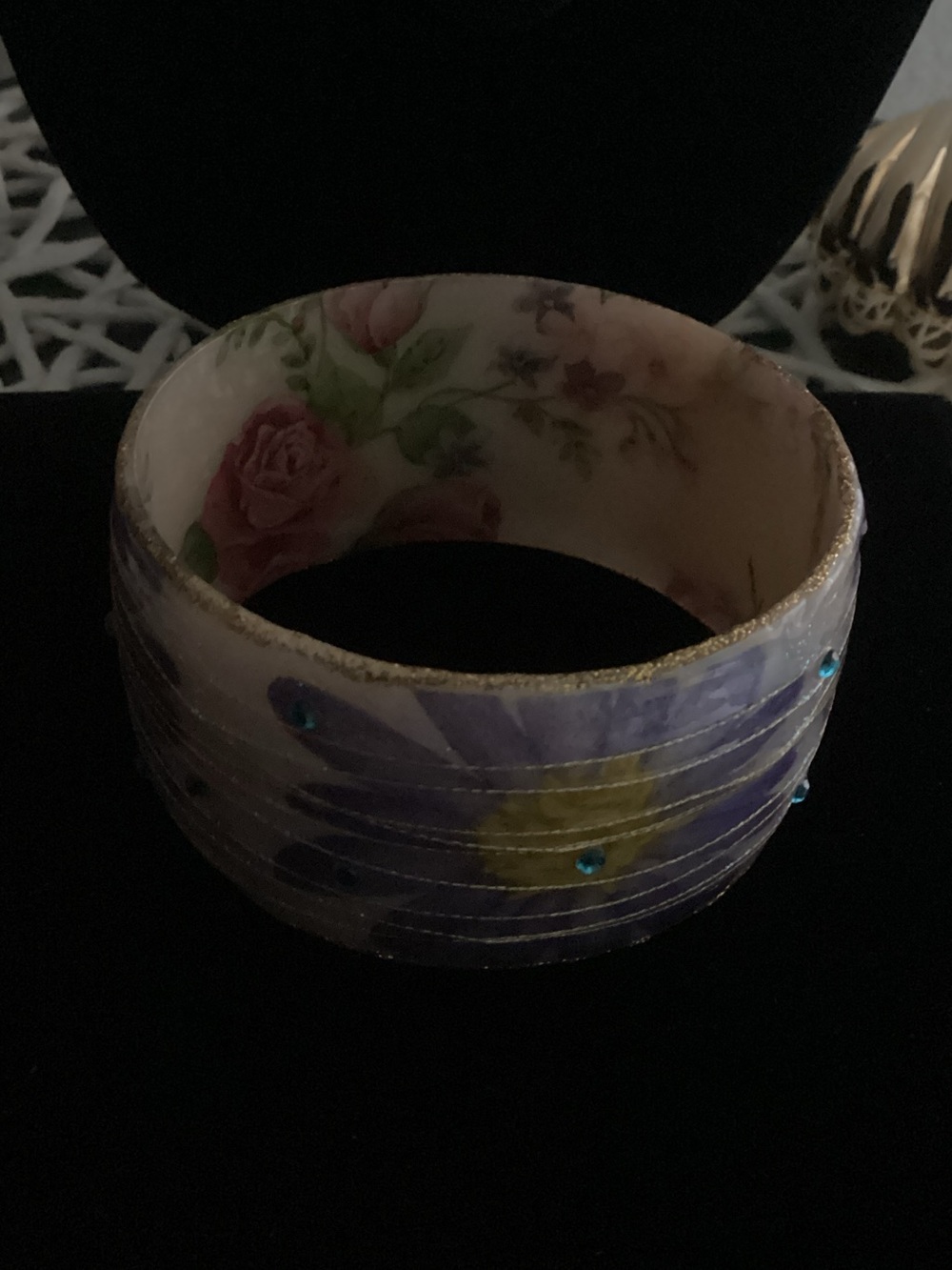 Floral Purple and Pink Silk Bangle Bracelet by IrisDesigns!